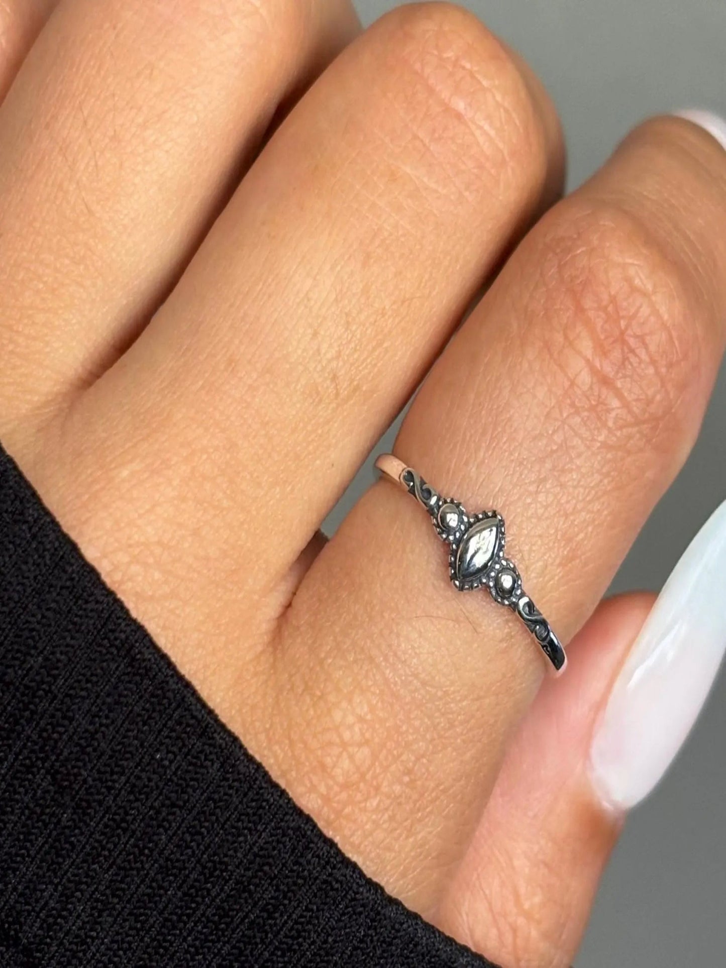 Sterling Silver Dainty Bali Ring, Tiny Silver Ring, Trendy Silver Ring, Thumb Ring, Bali Inspired Ring, Womens Simple Ring, 925 Stamped