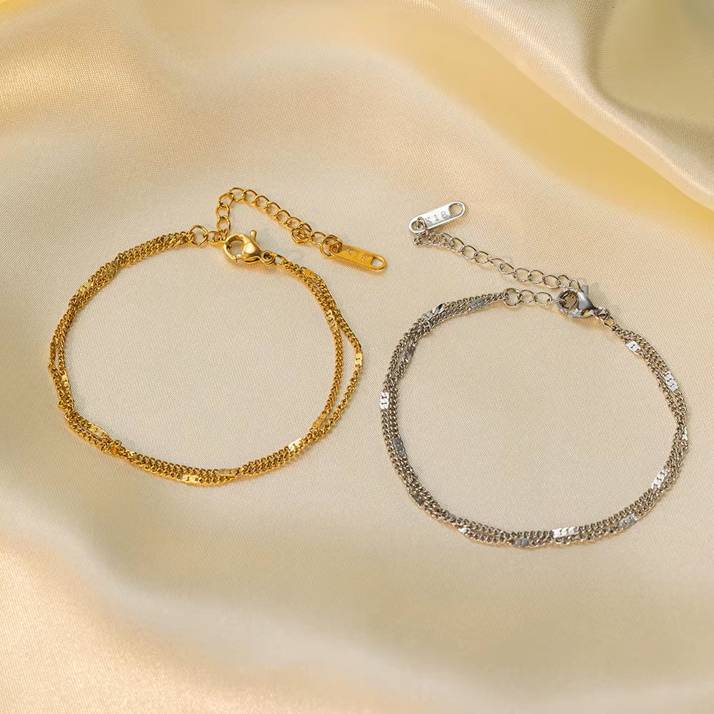 Glow Minimal – Stainless Steel Double-Layer Chain Bracelet for Women