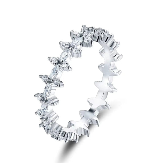 100% Real 925 Sterlihg Silver Rhombus Clear CZ Stackable Finger Rings for Women Engagement Wedding Statement Fine Jewelry