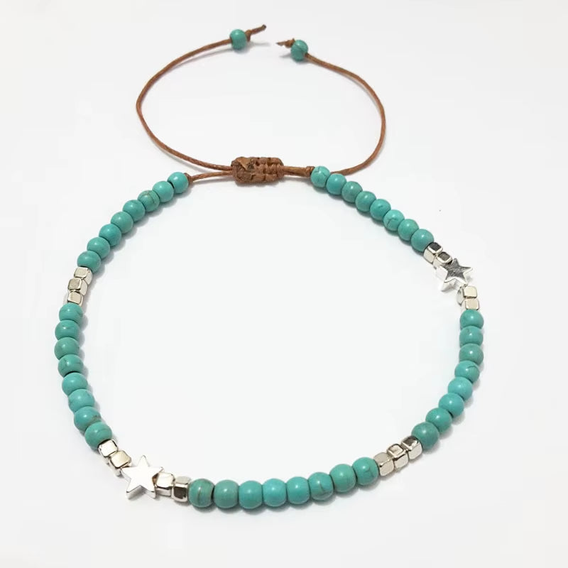 SolSpirit™ Bohemian Turquoise Star Anklet – Walk Free, Shine Bold