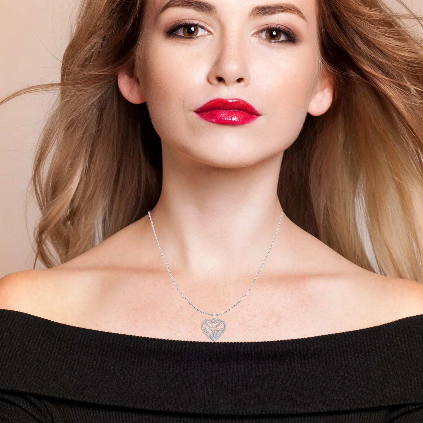 925 Sterling Silver 18K Gold-Plated Diamond-Cut Heart Reversible Necklace for Women and Teen 25MM