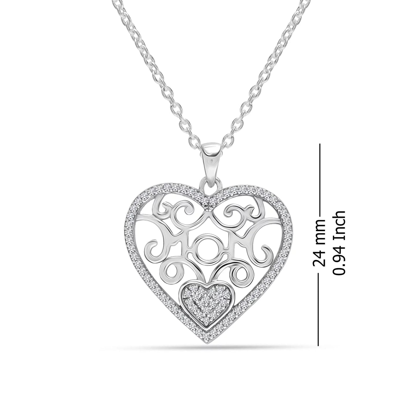 925 Sterling Silver 18K Gold-Plated Diamond-Cut Heart Reversible Necklace for Women and Teen 25MM