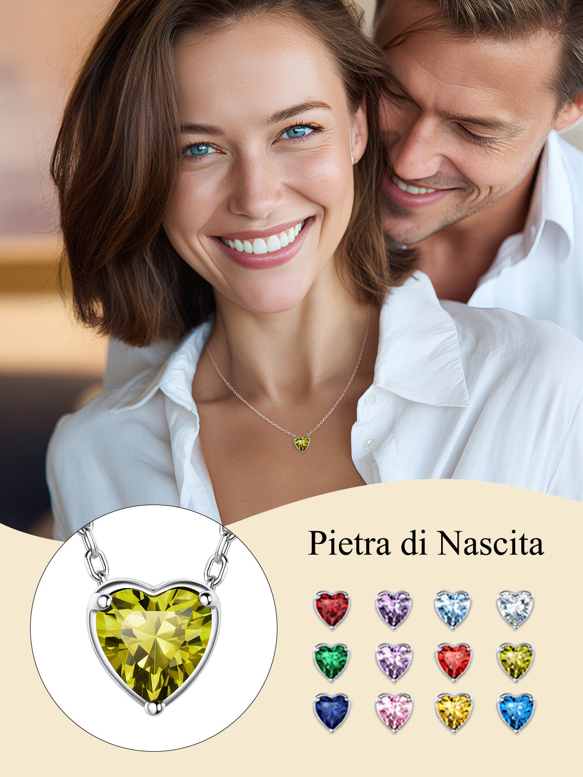 Women 925 Sterling Silver Birthstone Love Heart Necklace, Birthday Valentines Gift