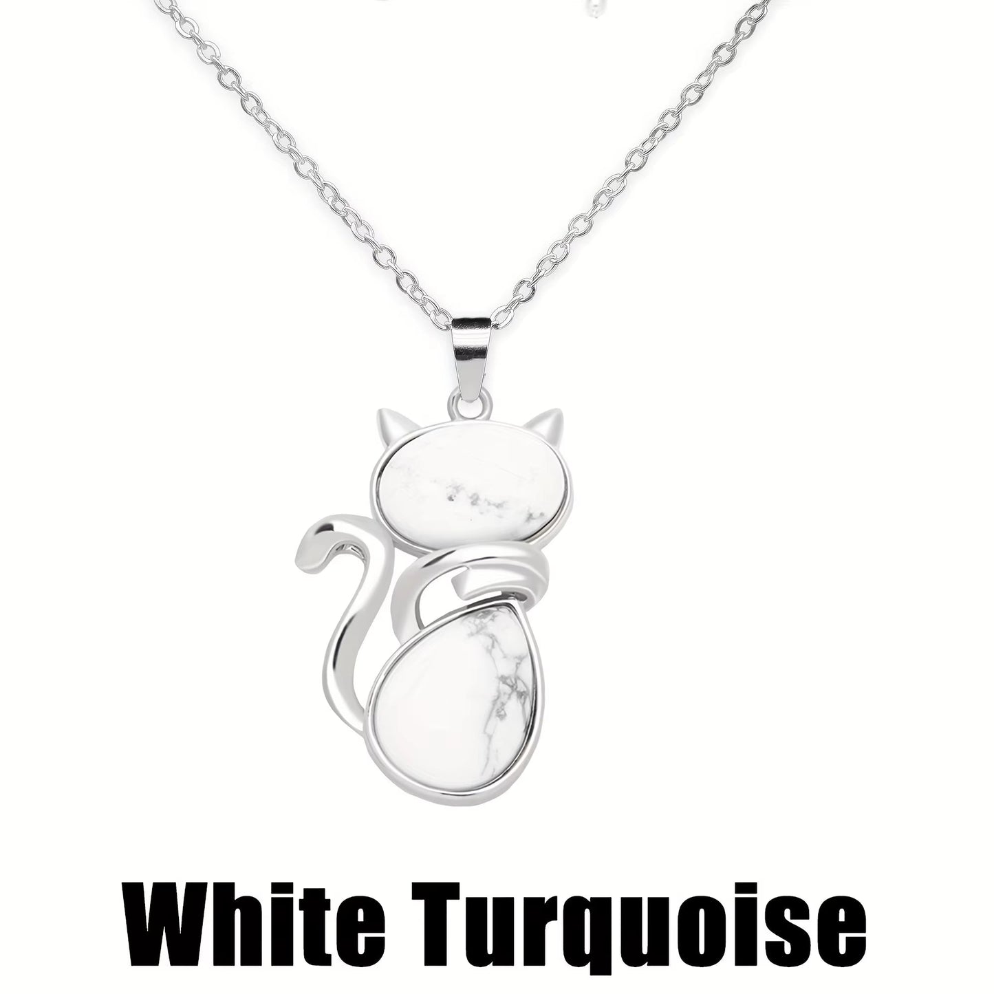 1Pc Natural Quartz Crystal Cat Ornaments Rose Quartz Tigers Eye Obsidian Necklace Pendant