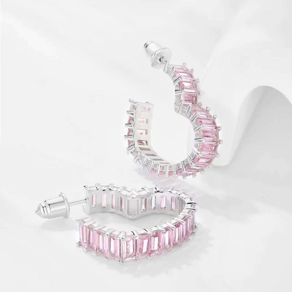 SapphireSoul™ Emerald-Cut Heart Earrings – Love That Sparkles in Every Shade