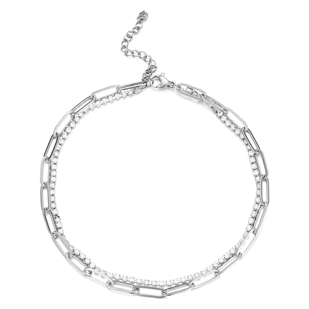 2Mm Iced Out Tennis Bracelets Female Gold Silver Color Stainless Steel Cubic Zirconia Chain for Women Wedding Jewelry Gift