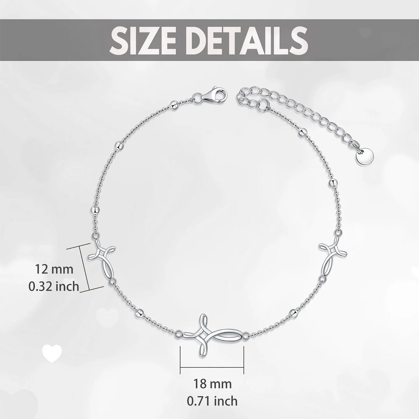 S925 Sterling Silver Cross Celtic Knot Ankle Bracelets Birthday Anniversary Mothers Day Christmas Gifts for Women
