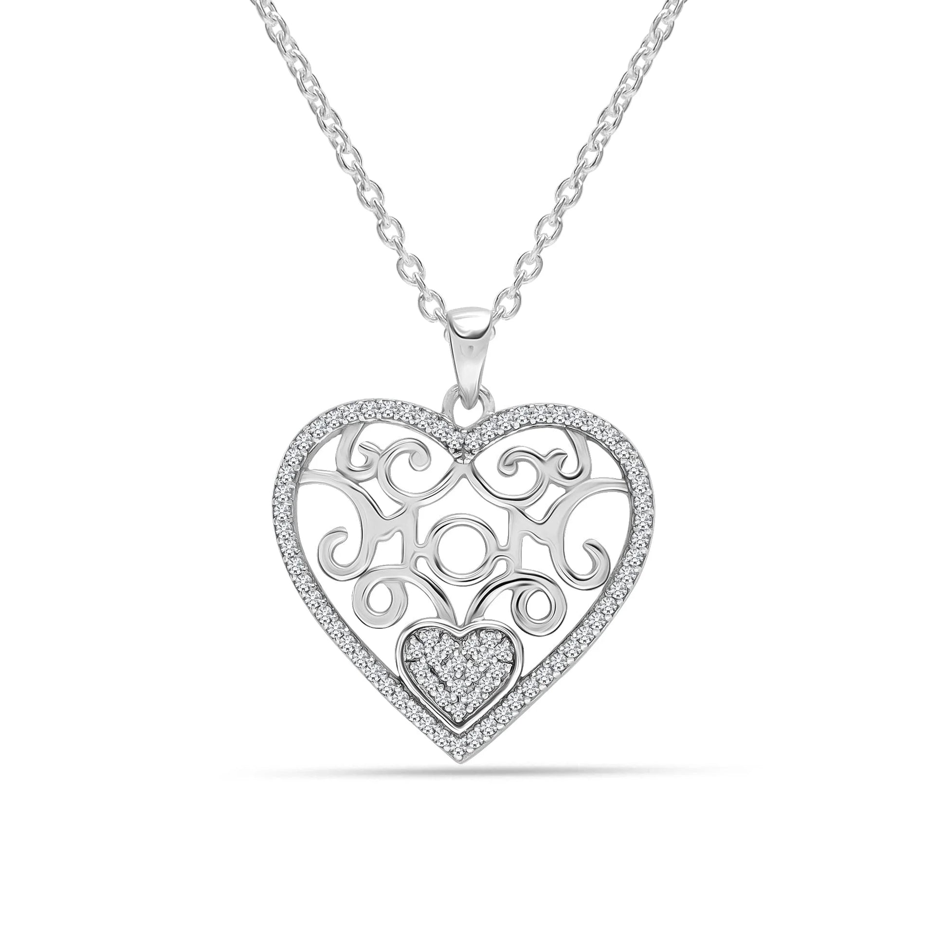 925 Sterling Silver 18K Gold-Plated Diamond-Cut Heart Reversible Necklace for Women and Teen 25MM